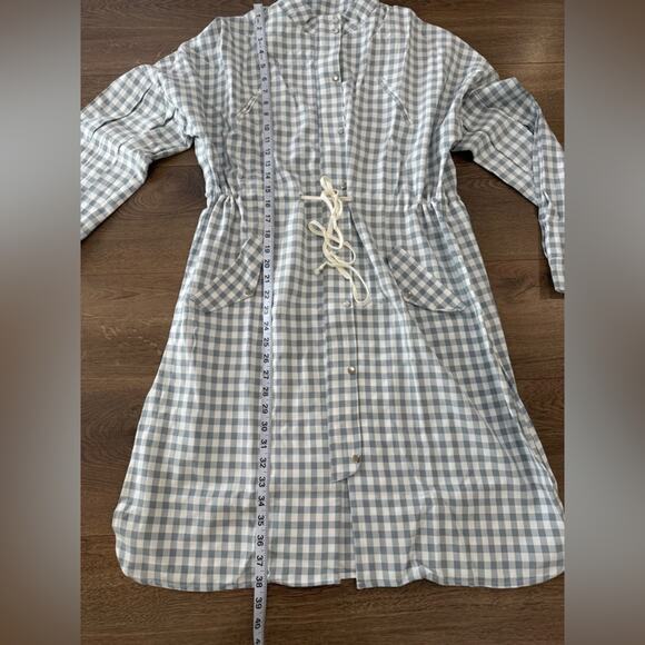 NWT English Factory Grey And White Gingham Checkered Balloon Sleeve Jacket Sz L - Picture 11 of 11